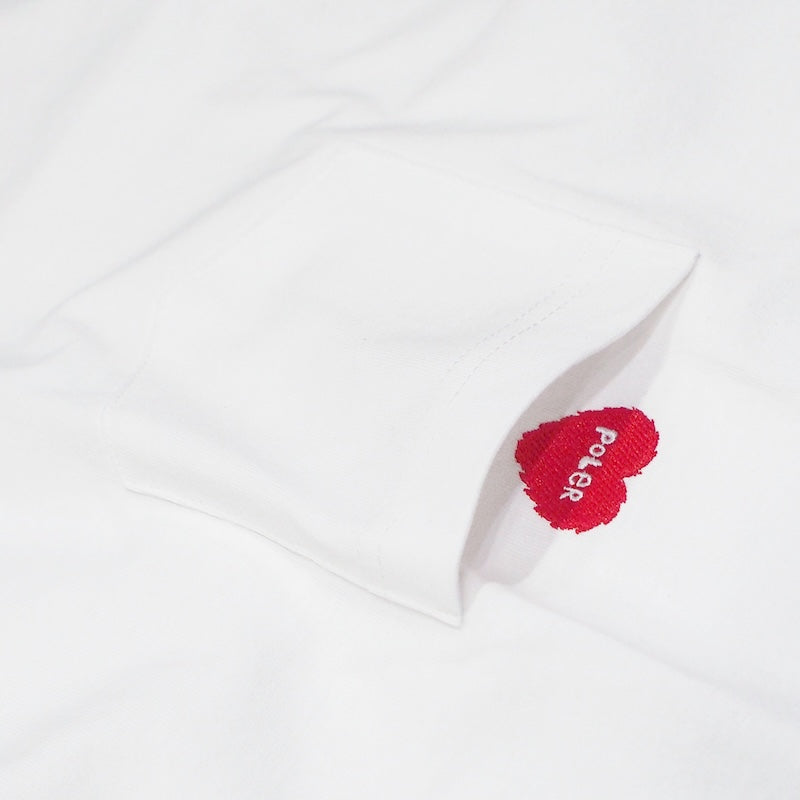 POLeR Tシャツ “FURRY HEART RELAX FIT POCKET TEE" (White)