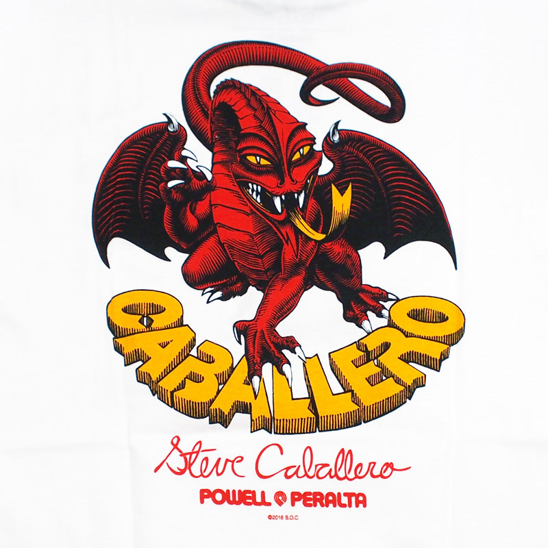 POWELL　Tシャツ　"STEVE CABALLERO DRAGON II TEE"　(White)