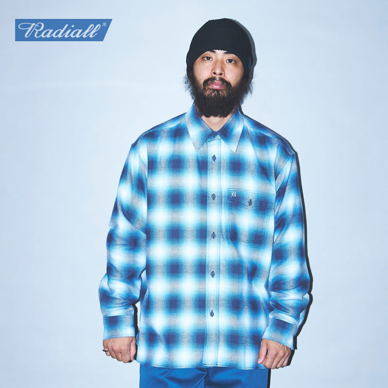 RADIALL L/Sシャツ "CHEV REGULAR COLLARED SHIRT L/S" (Navy Check)