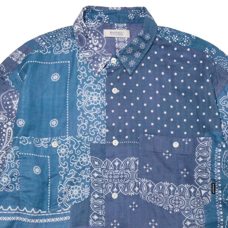 RADIALL L/Sシャツ MUSCLE SHOALS SHIRT L/S ネイビー 正面 クローズアップ