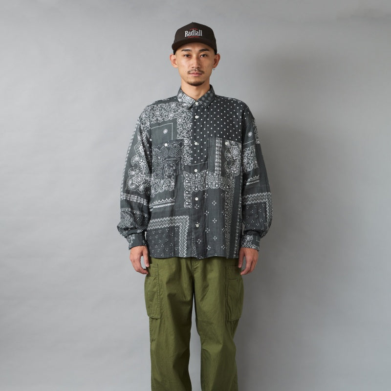 RADIALL L/Sシャツ MUSCLE SHOALS SHIRT L/S ブラック 着用画像