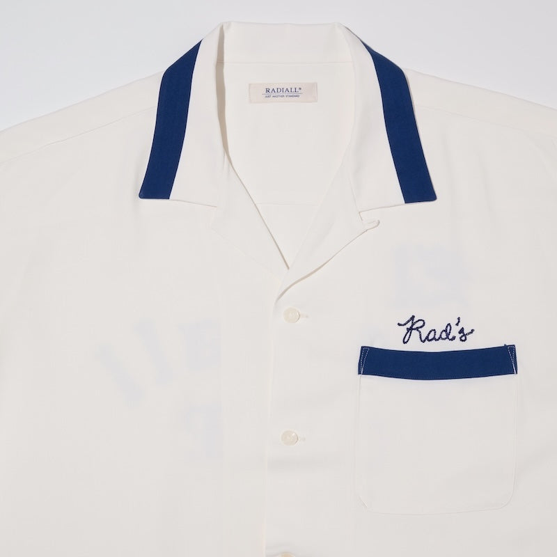 RADIALL S/Sシャツ TRUE DEAL POT OPEN COLLARED ホワイト 正面 クローズアップ