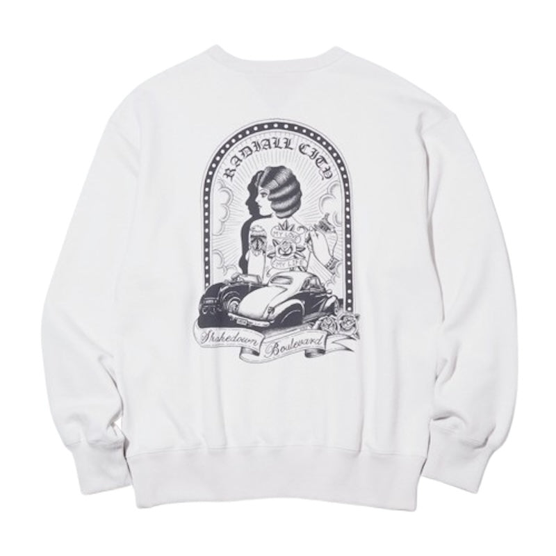 RADIALL ラディアル BOULEVARD - LOOPWHEEL CREW NECK SWEATSHIRT L/S メンズ スウェット トレーナー 送料無料 atftps RADIALL クルースウェット BOULEVARD LOOPWHEEL CREWNECK ホワイト