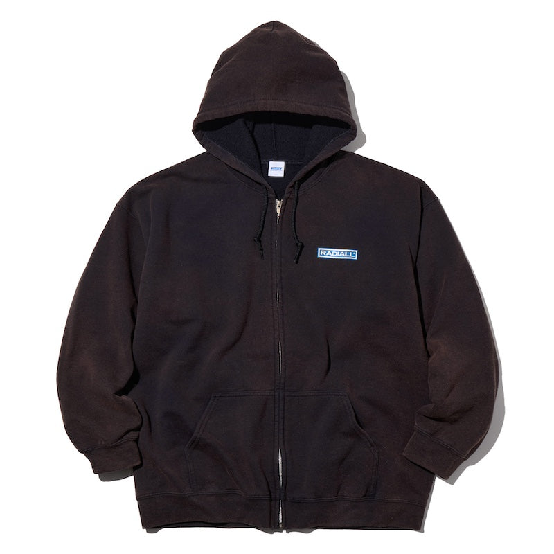 トップス RADIALL WHEELS - ZIP HOODIE FADED BLACK RADIALL ジップパーカー WHEELS ZIP UP HOODIE ブラック | ストリート