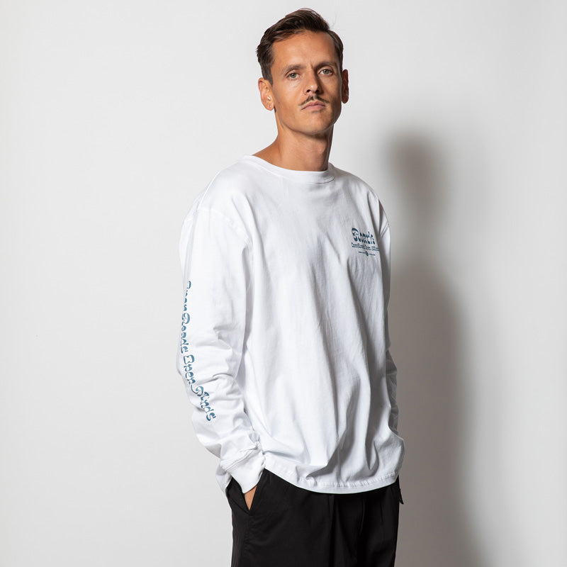 ROARK REVIVAL L/STシャツ "O.R.O.M L/S TEE" (White)