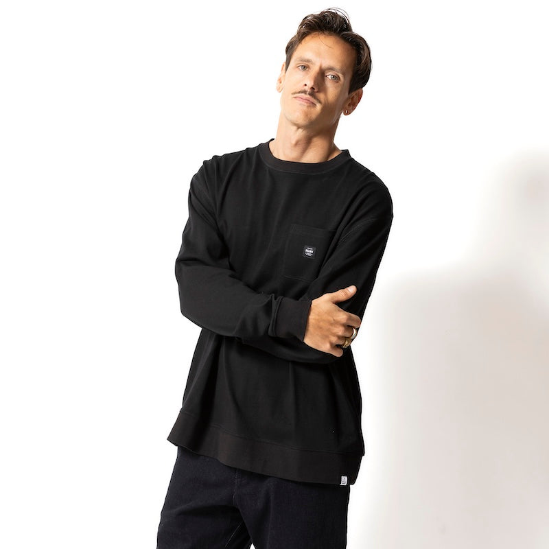 ROARK L/STシャツ "LABEL 9.3oz H/W L/S TEE" (Black)