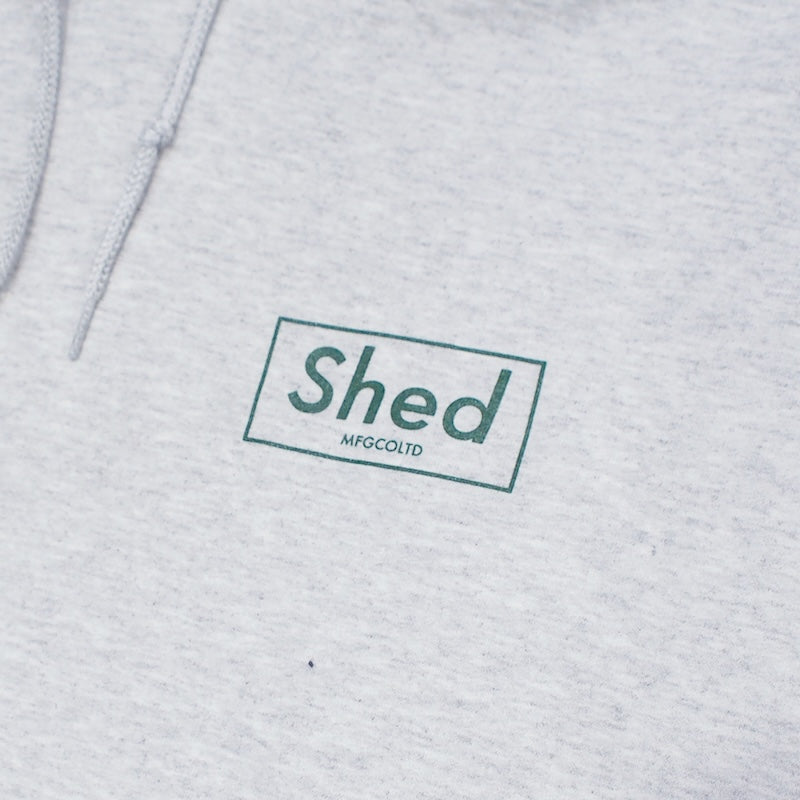 Shed パーカー box hoodie アッシュグレー 商品画像 ロゴプリント