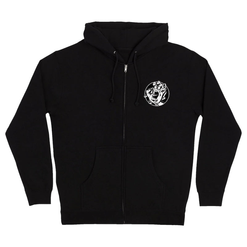 SANTACRUZ ジップパーカー "HAND DOT ZIP UP HOODIE" (Black)