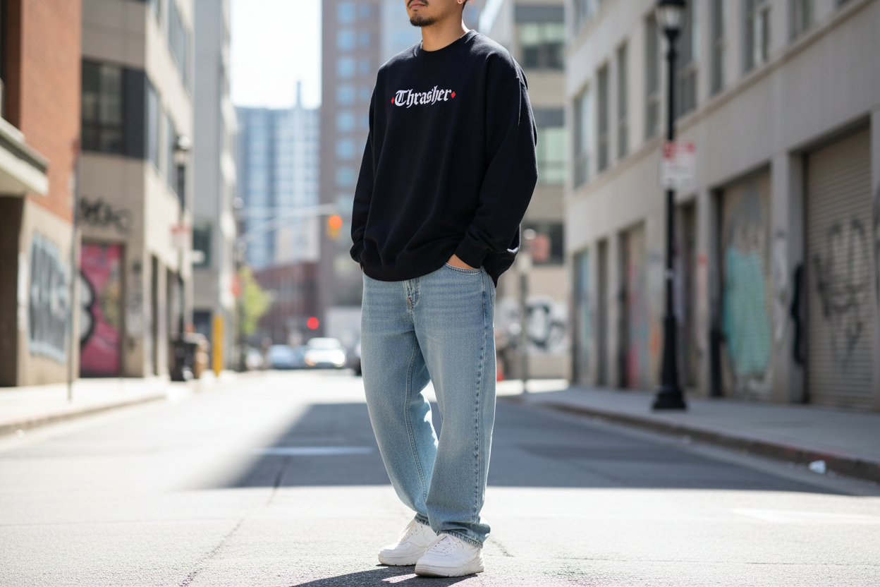 THRASHER x SPITFIRE クルースウェット "THE END OATH CREWNECK SWEAT" (Black)