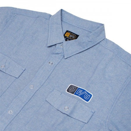 BRIXTON×INDEPENDENT S/Sシャツ "OFFICER S/S WOVEN" (Light Blue)