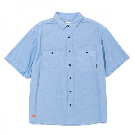 POLeR　S/Sシャツ　"EMB CHAMBRAY S/S RELAX FIT SHIRT"　(Sax)