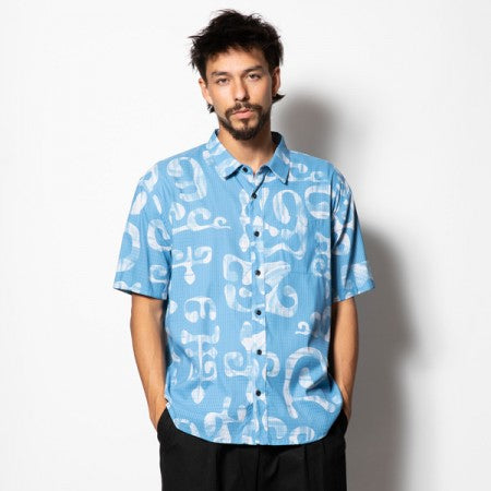 ★30%OFF★ ROARK REVIVAL S/Sシャツ "BLESS UP BATIK S/S WOVEN - COMFORT FIT" (Aqua)