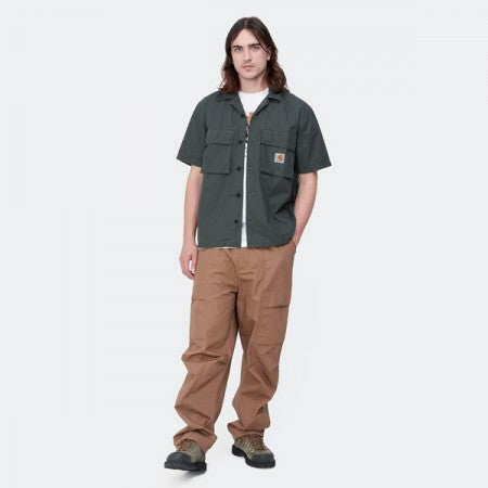 Carhartt WIP S/Sシャツ S/S WYNTON SHIRT グレー 着用画像 正面 全身