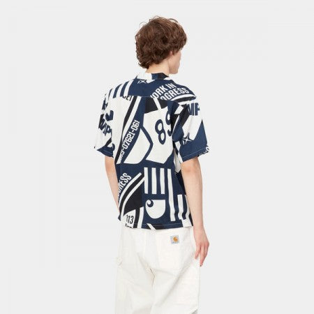 ★30%OFF★ Carhartt WIP　S/Sシャツ　"S/S MARINA SHIRT"　(Marina Print, Atom Blue)