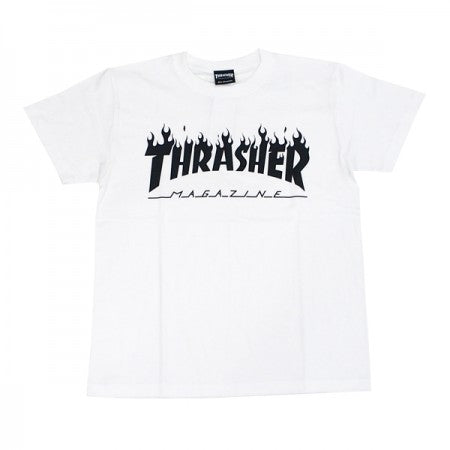 THRASHER　Tシャツ　"FLAME LOGO TEE"　(White/Black)