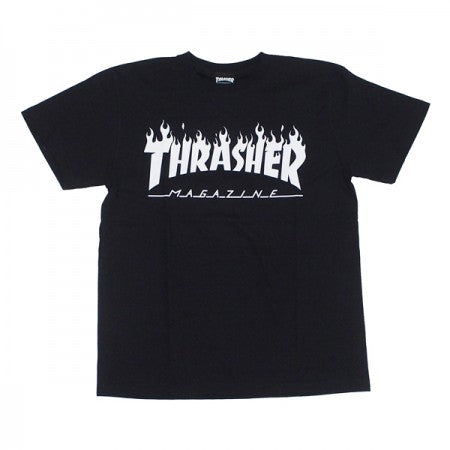 THRASHER　Tシャツ　"FLAME LOGO TEE"　(Black/White)