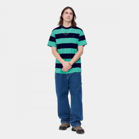 ★30%OFF★ Carhartt WIP　Tシャツ　"S/S DAMPIER T-SHIRT"　(Dampier Stripe, Dark Navy / Aqua Green)