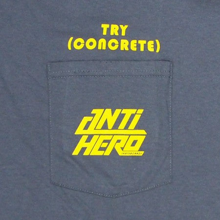 ANTI HERO ポケットTシャツ "TRY CONCRETE POCKET TEE" (Charcoal Gray / Yellow)