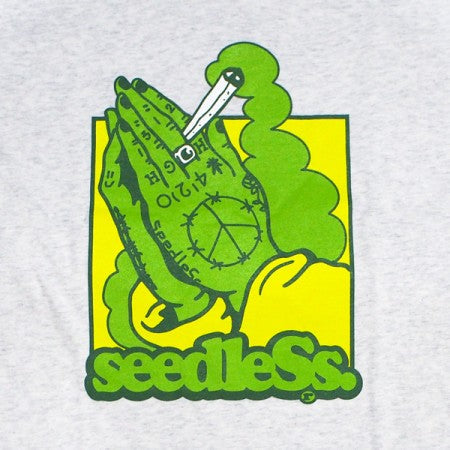 ★30%OFF★ seedleSs　Tシャツ　"PRAY SMOKING HAND S/S TEE"　(Ash Gray)