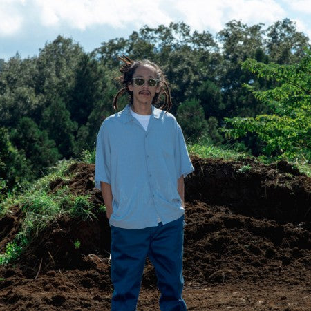 RADIALL S/Sシャツ "FLAMES OPEN COLLARED SHIRT S/S" (Ice Blue)