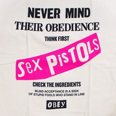 OBEY x SEX PISTOLS Tシャツ "NEVER MIND OBEDIENCE CLASSIC TEE" (Cream)