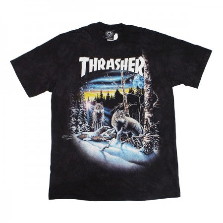 THRASHER　Tシャツ　"13 WOLVES"　(Black Tie-Dye)