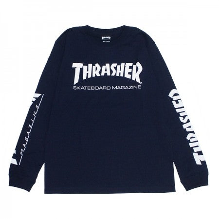 THRASHER　L/STシャツ　"MAG SLEEVE L/STEE"　(Navy/White)