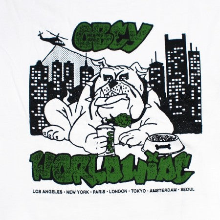 OBEY　L/STシャツ　"OBEY CITY WATCH DOG HEAVYWEIGHT LONG SLEEVE TEE"　(White)