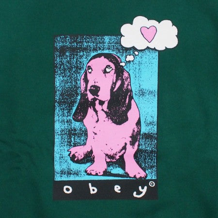 ★30%OFF★ OBEY クルースウェット "OBEY LOVE PUP CREW SWEAT" (Adventure Green)