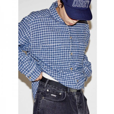 OBEY L/Sシャツ "BIGWIG MICRO PLAID WOVEN" (Silver Gray Multi)