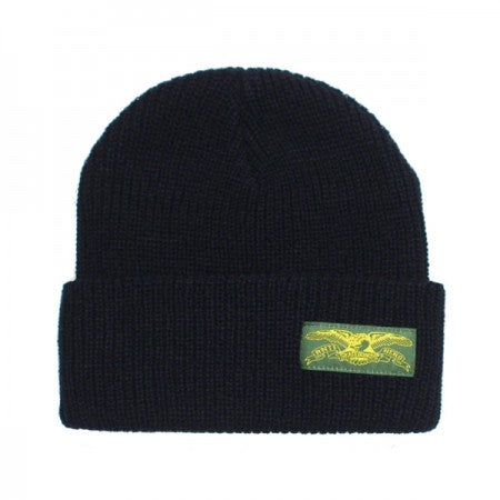 ANTI HERO ビーニー "STOCK EAGLE LABEL CUFF BEANIE" (Black / Green / Yellow)