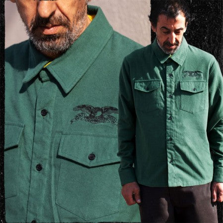 ★30%OFF★ ANTI HERO L/Sシャツ "BASIC EAGLE FLANNEL SHIRT" (Dark Green)