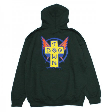 DOGTOWN　パーカ　"SCRATCH CROSS HOODIE"　(Forest / Yellow)