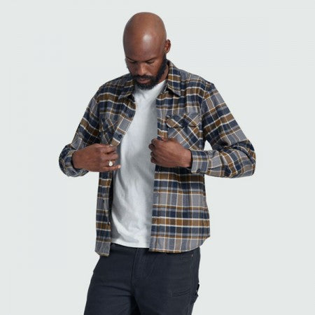 BRIXTON L/Sシャツ "BOWERY L/S FLANNEL" (Black / Desert Palm / Beige)