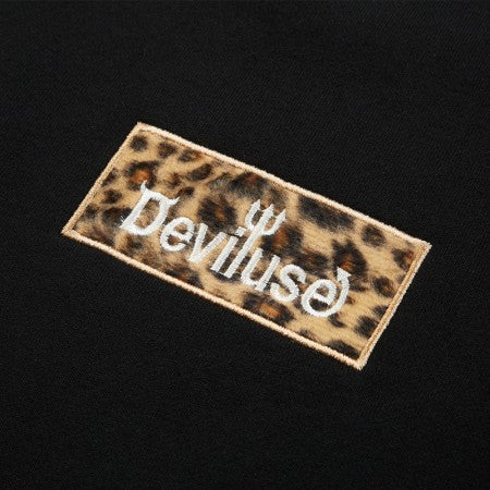 Deviluse クルースウェット "LEOPARD BOX LOGO CREWNECK SWEAT" (Black)