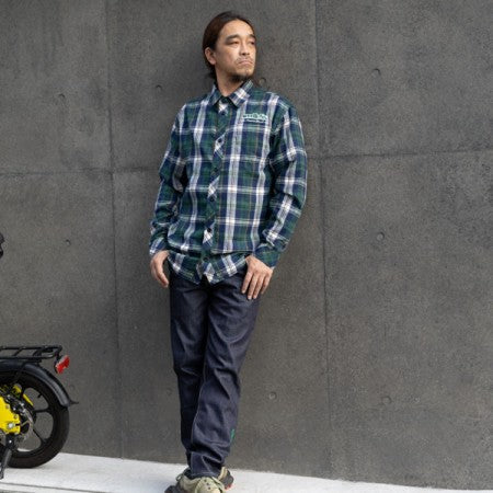seedleSs L/Sシャツ "SD LATEST CHECK NEL SHIRTS" (Green Check)