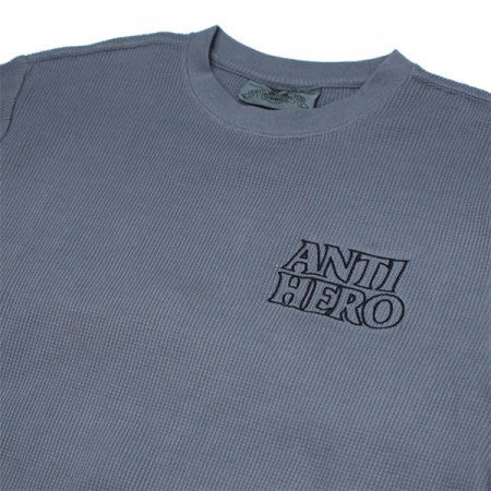 ANTI HERO サーマルL/STEE "LIL BLACK HERO OUTLINE L/S WAFFLE KNIT CREW" (Charcoal / Black)