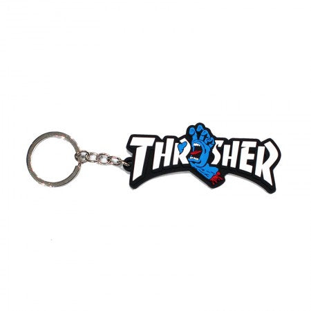 SANTA CRUZ x THRASHER コラボキーホルダー "SCREAMING LOGO KEYCHAIN" (Black / Blue)