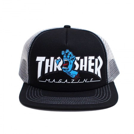 SANTA CRUZ x THRASHER コラボメッシュキャップ "SCREAMING LOGO MESH TRUCKER CAP" (Black / Gray)