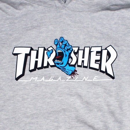 SANTA CRUZ x THRASHER コラボパーカー "SCREAMING LOGO PULLOVER HOODIE" (Gray Heather)