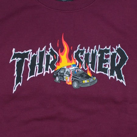THRASHER クルースウェット "COP CAR CREW SWEAT" (Maroon)