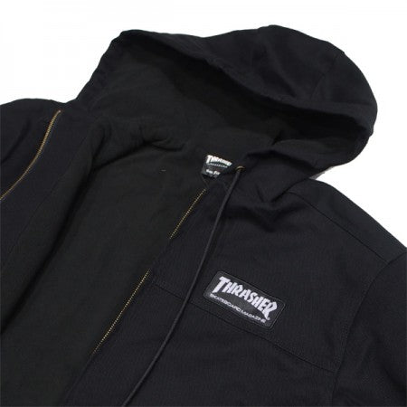 THRASHER ジャケット "SKATE MAG HOODED WORK WEAR JACKET" (Black)