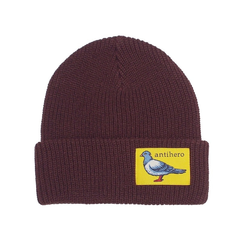 ANTI HERO　ビーニー　"LIL PIGEON LABEL CUFF BEANIE"　(Brown / Yellow)