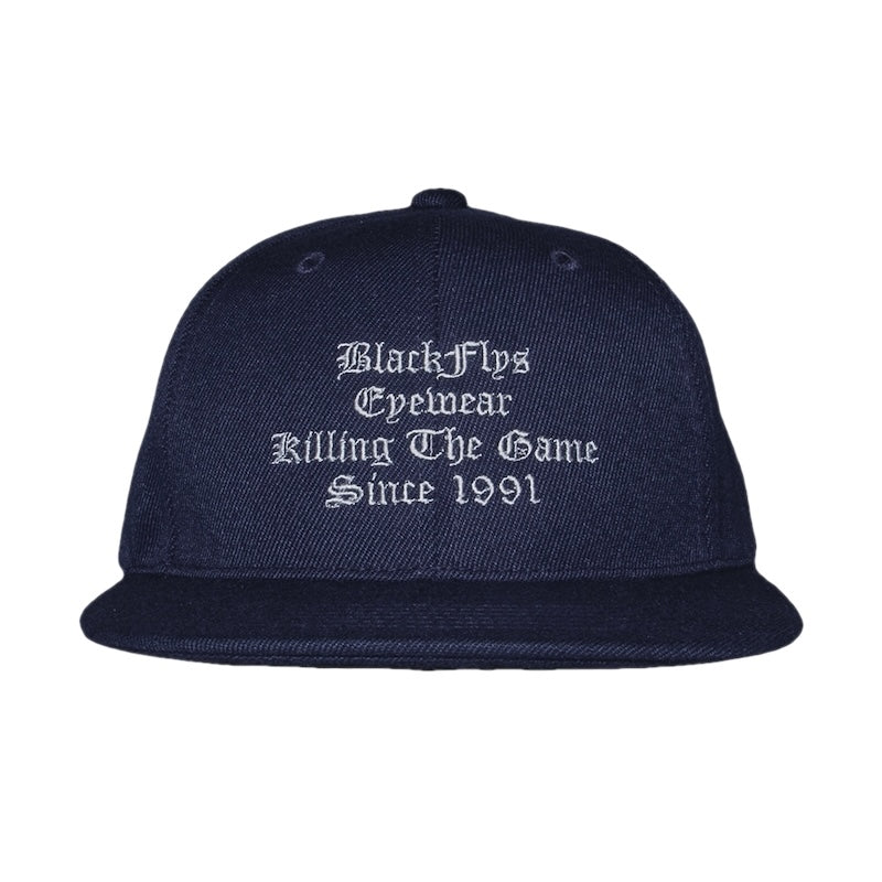 BLACK FLYS キャップ KILLING THE GAME EMBROIDERED SNAPBACK CAP ネイビー 商品画像 正面