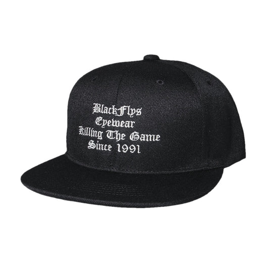 BLACK FLYS キャップ KILLING THE GAME EMBROIDERED SNAPBACK CAP ブラック 商品画像 斜め