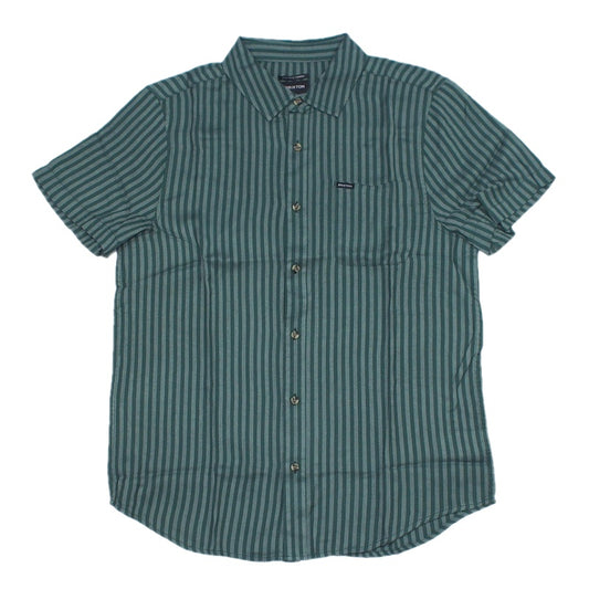 BRIXTON　S/Sシャツ　"CHARTER HERRINGBONE STRIPE S/S WOVEN"　(Trekking Green / Chinois)