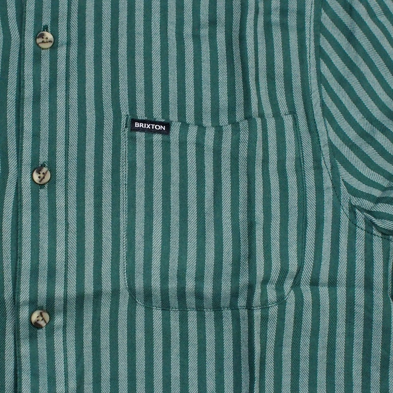 BRIXTON　S/Sシャツ　"CHARTER HERRINGBONE STRIPE S/S WOVEN"　(Trekking Green / Chinois)