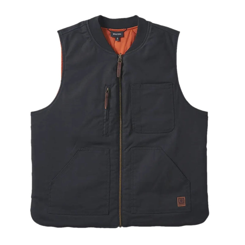 BRIXTON　リバーシブルベスト　"BUILDERS ABRAHAM REV VEST"　(Washed Black / Rust Orange)