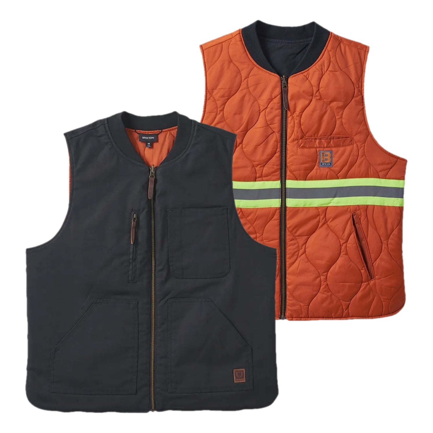 BRIXTON　リバーシブルベスト　"BUILDERS ABRAHAM REV VEST"　(Washed Black / Rust Orange)