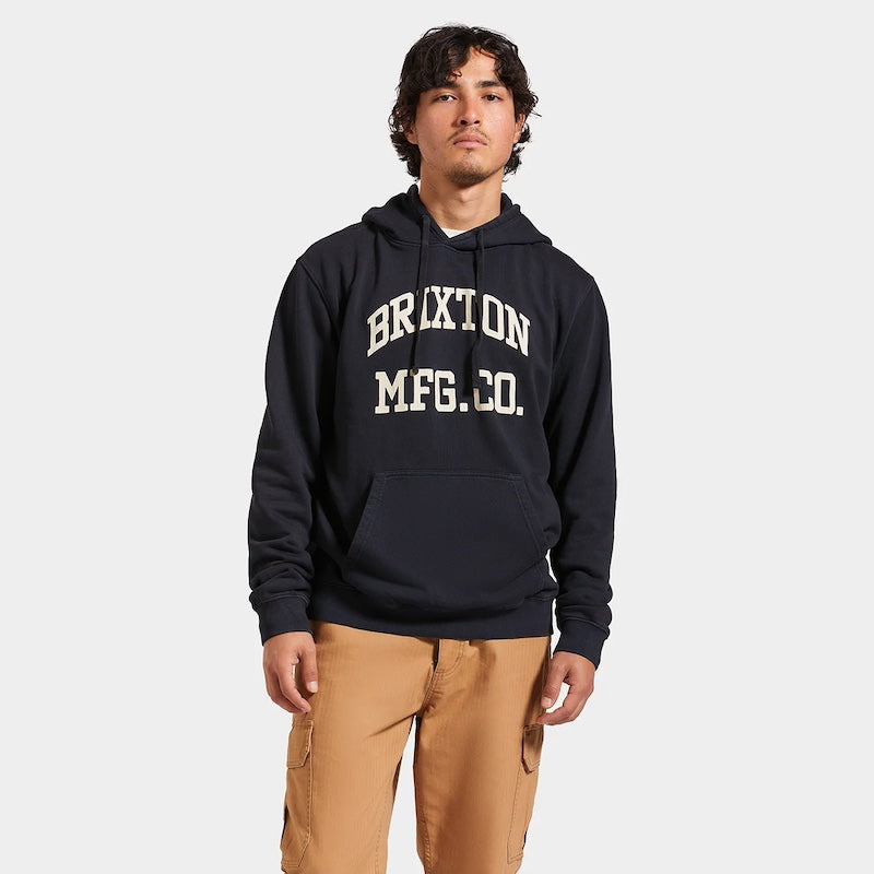 BRIXTON　パーカー　"VARSITY BROKEN IN HOOD"　(Black Worn Wash)